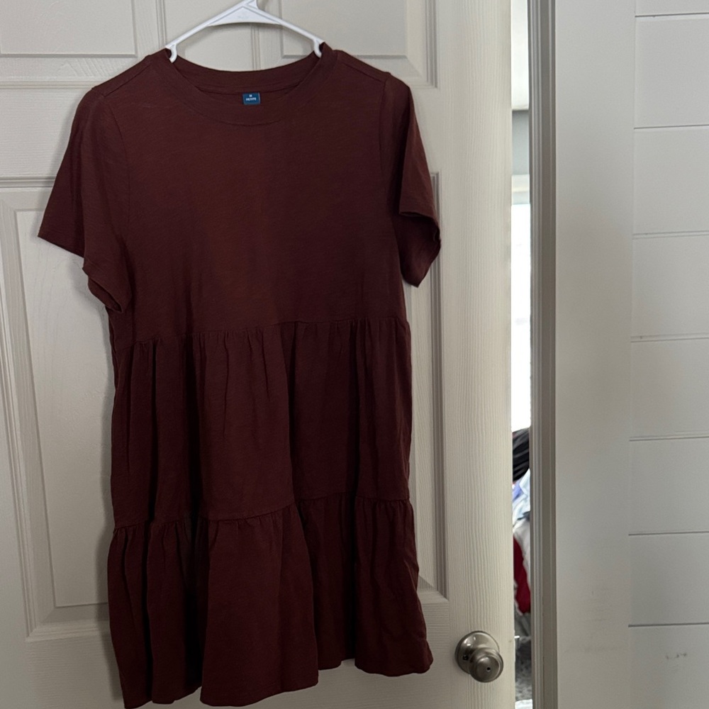 Burnt orange Tiered Short Sleeve Dress old navy Petite